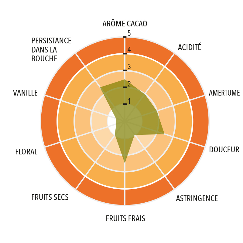 Profil gustatif de Gouttes de chocolat noir Pérou